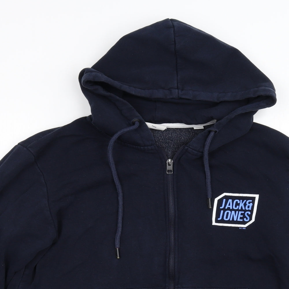 JACK & JONES Mens Blue   Full Zip Hoodie Size M
