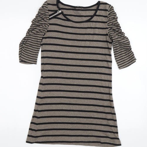 M&Co Womens Brown Striped  Shift  Size S