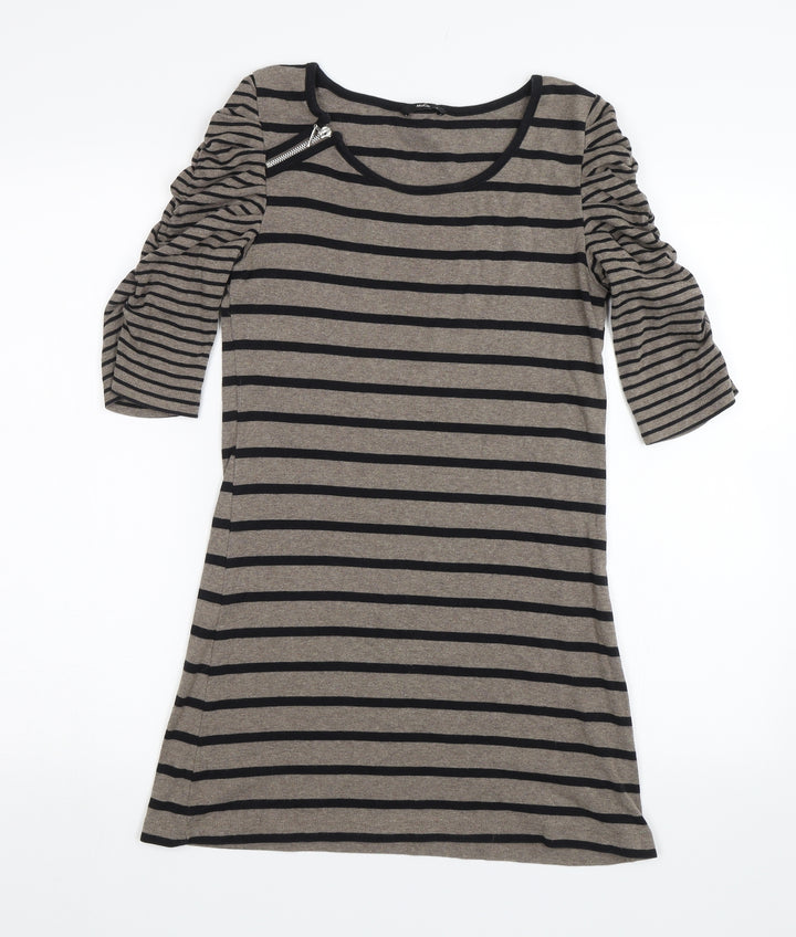 M&Co Womens Brown Striped Shift Size S