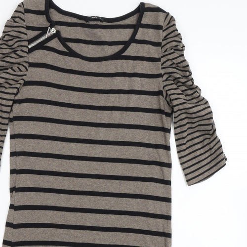 M&Co Womens Brown Striped  Shift  Size S