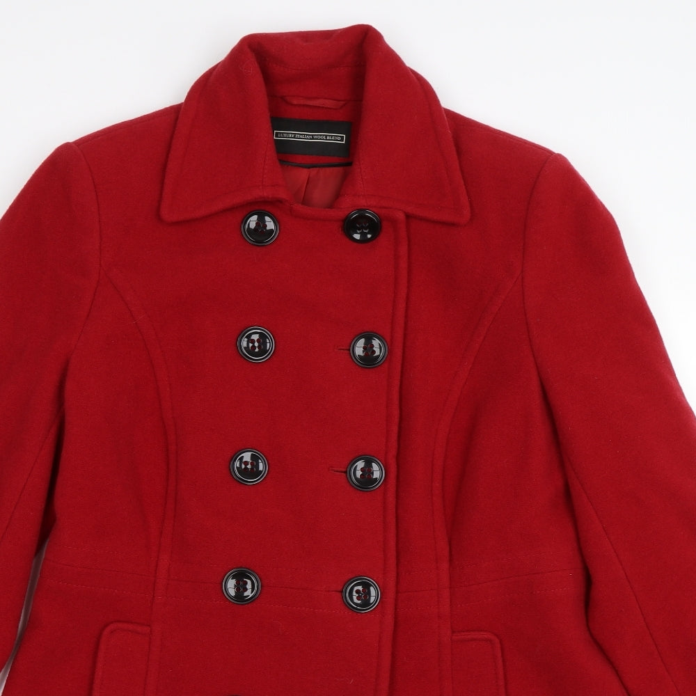 BHS Womens Red   Pea Coat Jacket Size 14