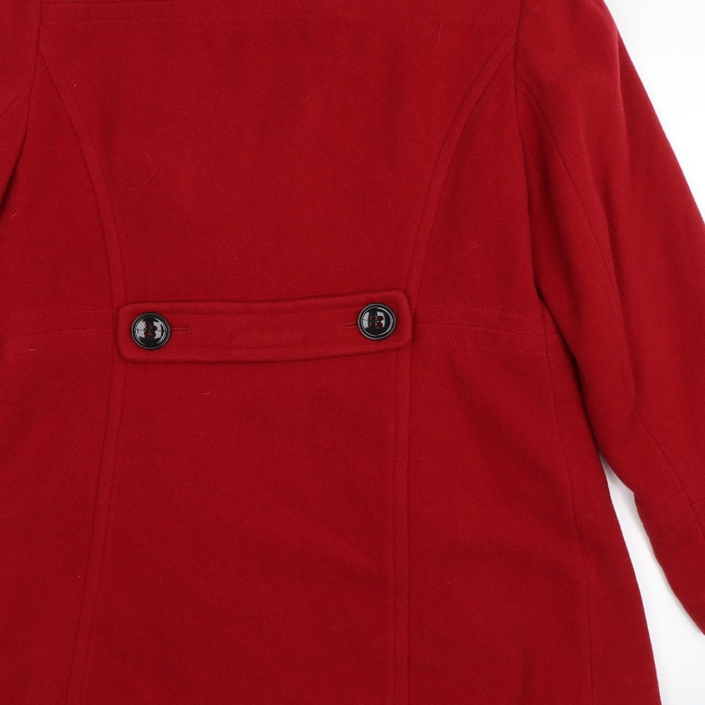 BHS Womens Red   Pea Coat Jacket Size 14