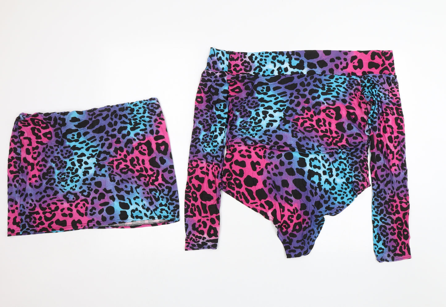Buzy Collection Womens Purple Animal Print  Skirt/ Skort Set Outfit/Set Size 2XL
