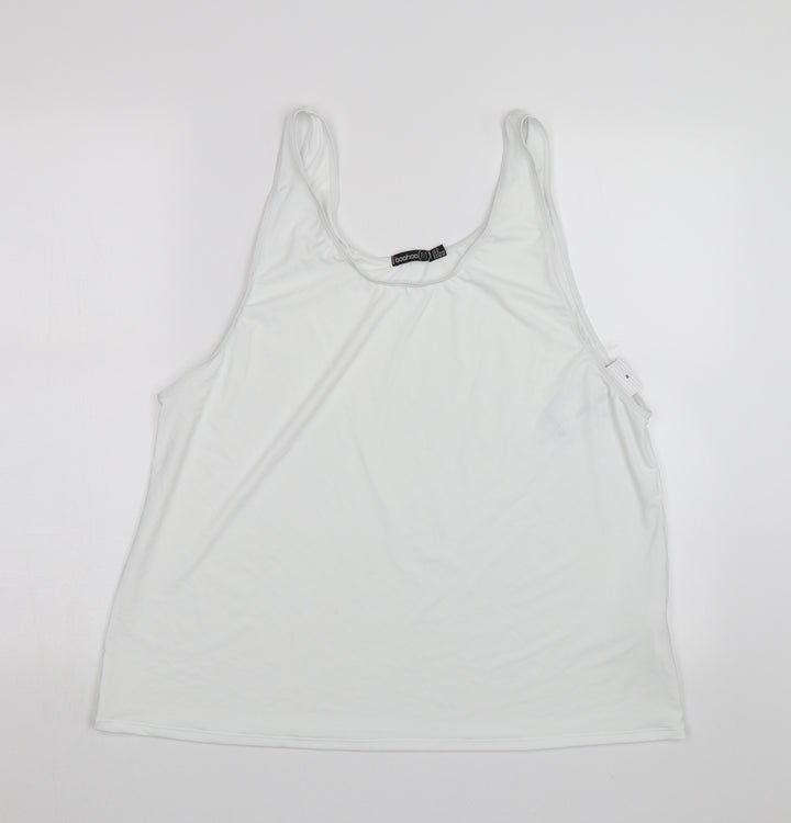 Boohoo Womens White Basic Tank Size 12