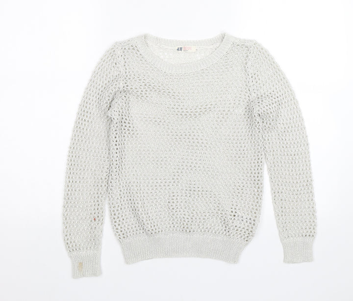 H&M Girls Silver   Pullover Jumper Size 11-12 Years