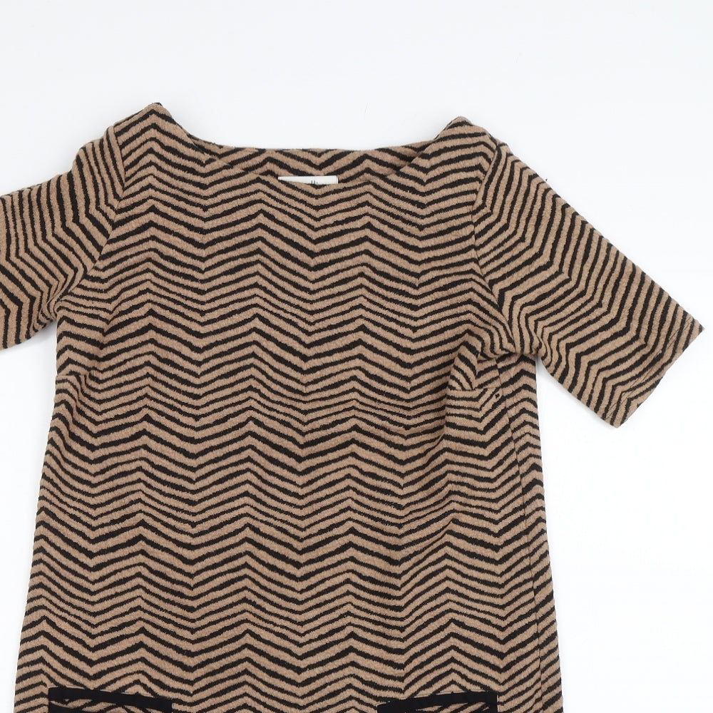 Wallis Womens Brown Striped  Shift  Size 8
