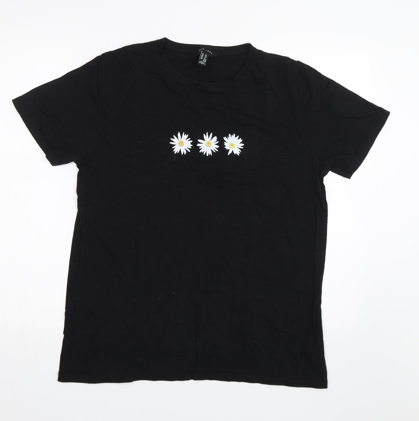 New Look Womens Black   Basic T-Shirt Size 16  - Daisies