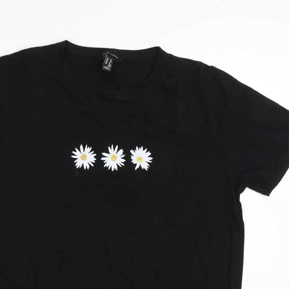 New Look Womens Black   Basic T-Shirt Size 16  - Daisies
