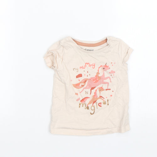 Nutmeg Baby Pink   Basic T-Shirt Size 12-18 Months  - Unicorn