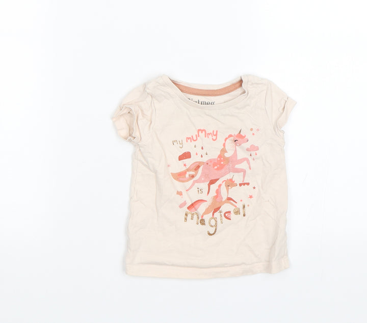 Nutmeg Baby Pink   Basic T-Shirt Size 12-18 Months  - Unicorn