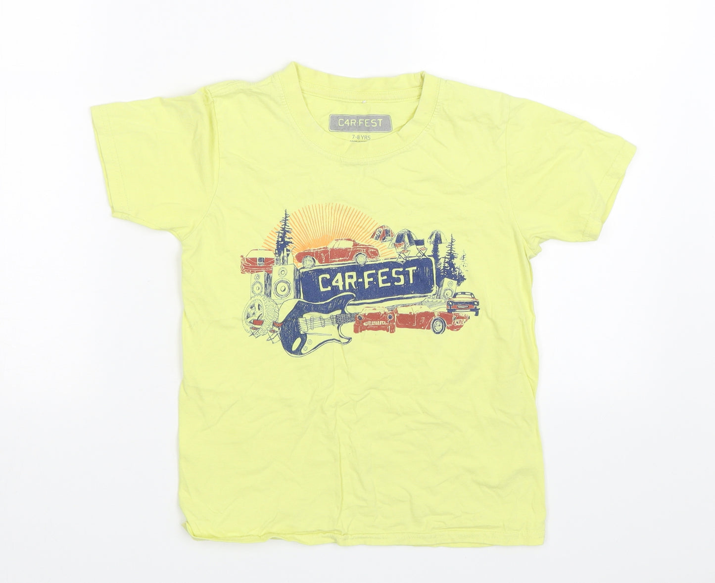 Car Fest Boys Yellow   Basic T-Shirt Size 7-8 Years