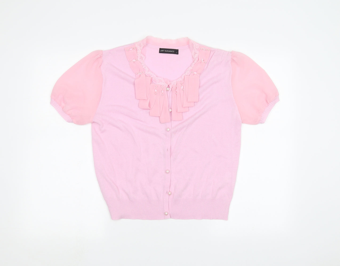 JUST ELEGANCE Womens Pink   Cardigan Jumper Size L