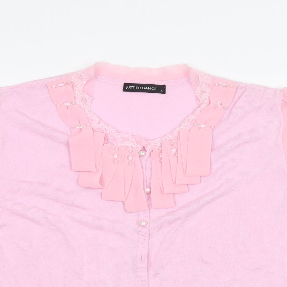 JUST ELEGANCE Womens Pink   Cardigan Jumper Size L