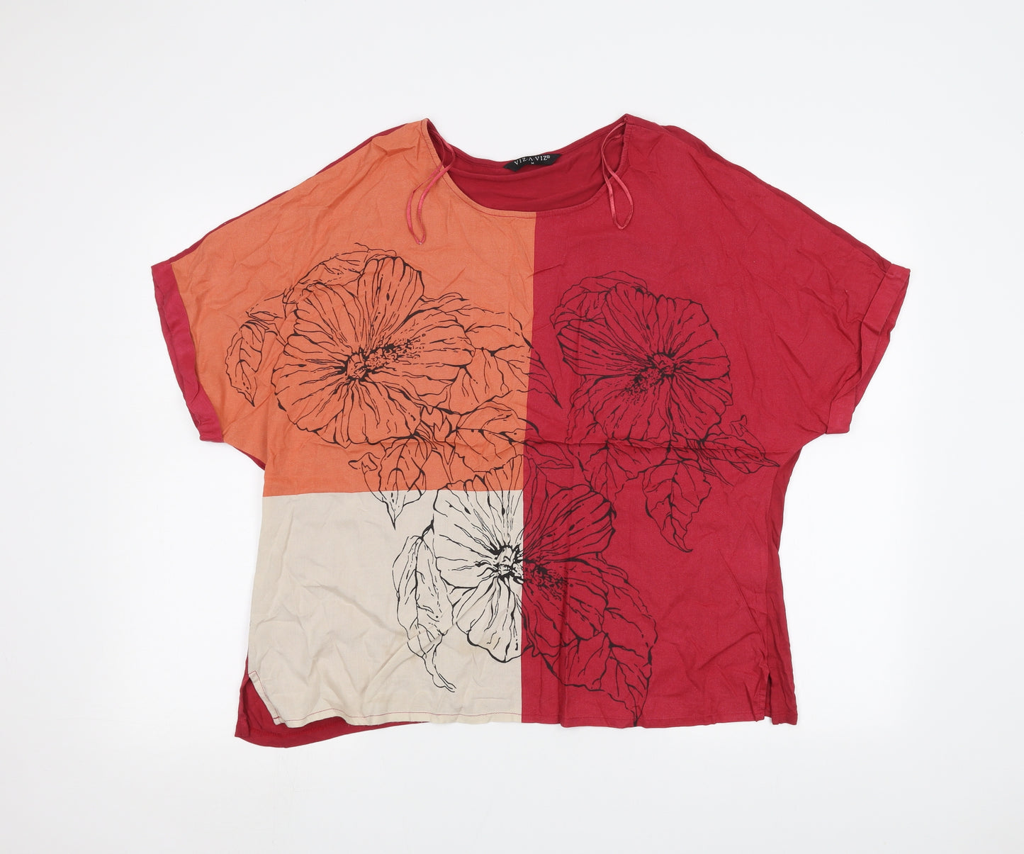 Viz a Viz Womens Red   Basic T-Shirt Size M  - flower