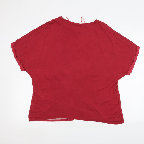 Viz a Viz Womens Red   Basic T-Shirt Size M  - flower