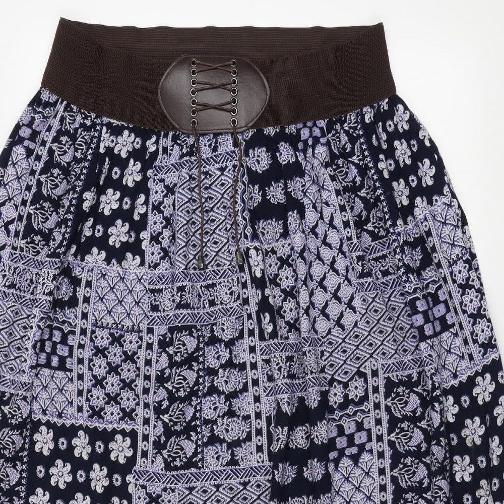 Peacocks Womens Blue Floral  A-Line Skirt Size 18