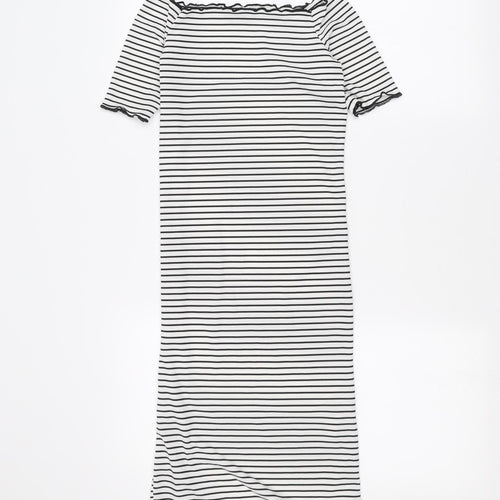 PRETTYLITTLETHING Womens White Striped  A-Line  Size 4