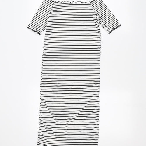 PRETTYLITTLETHING Womens White Striped  A-Line  Size 4