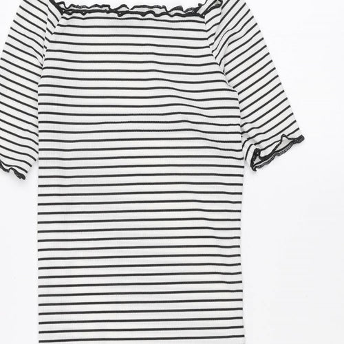 PRETTYLITTLETHING Womens White Striped  A-Line  Size 4