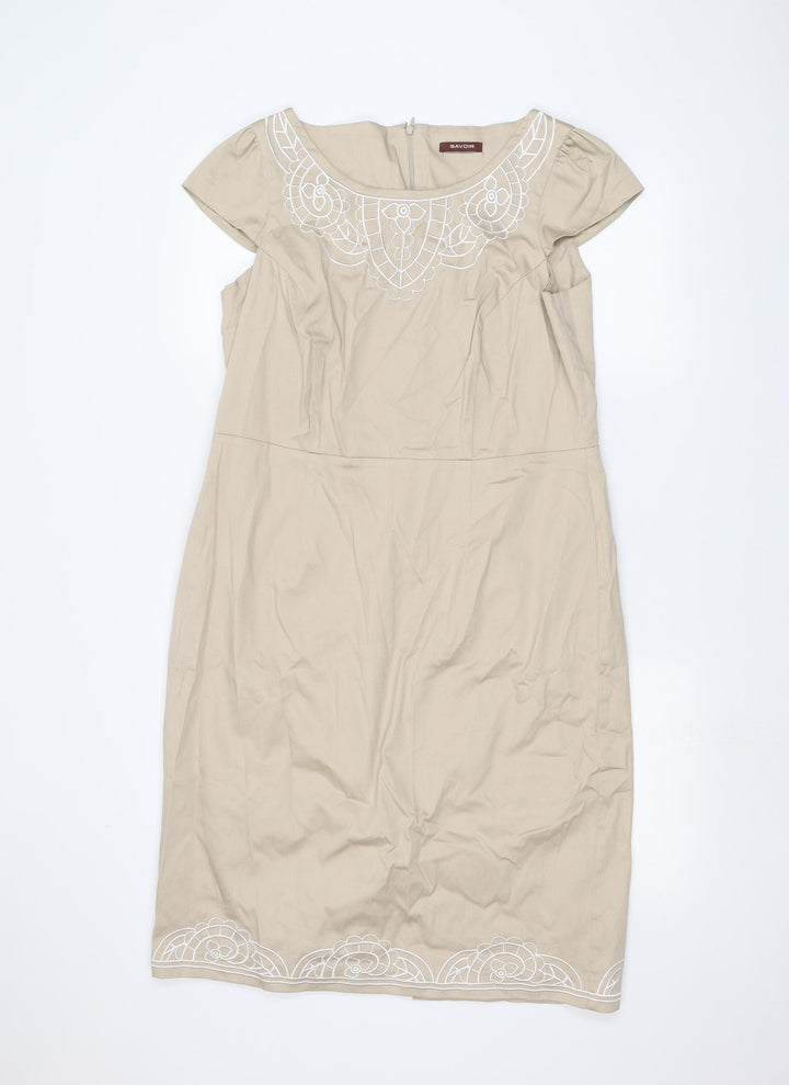 Savoir Womens Beige   Basic T-Shirt Size 16