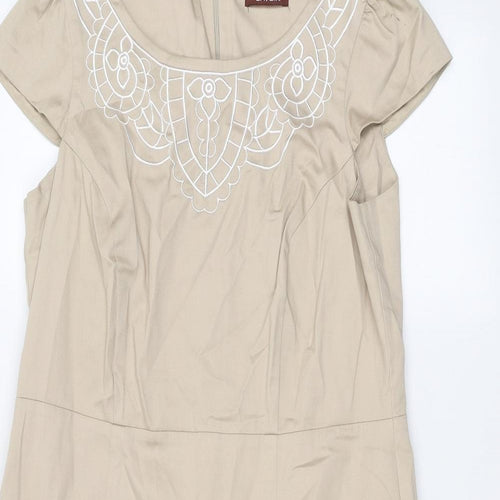 Savoir Womens Beige   Basic T-Shirt Size 16