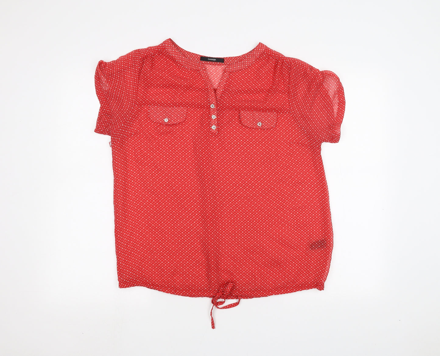 George Womens Red Polka Dot  Basic Blouse Size 12