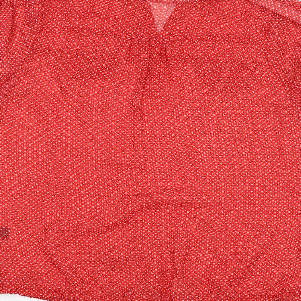 George Womens Red Polka Dot  Basic Blouse Size 12