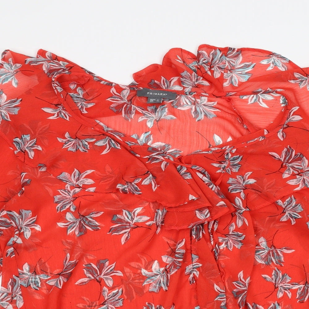 Primark Womens Red Floral  Basic Blouse Size 12