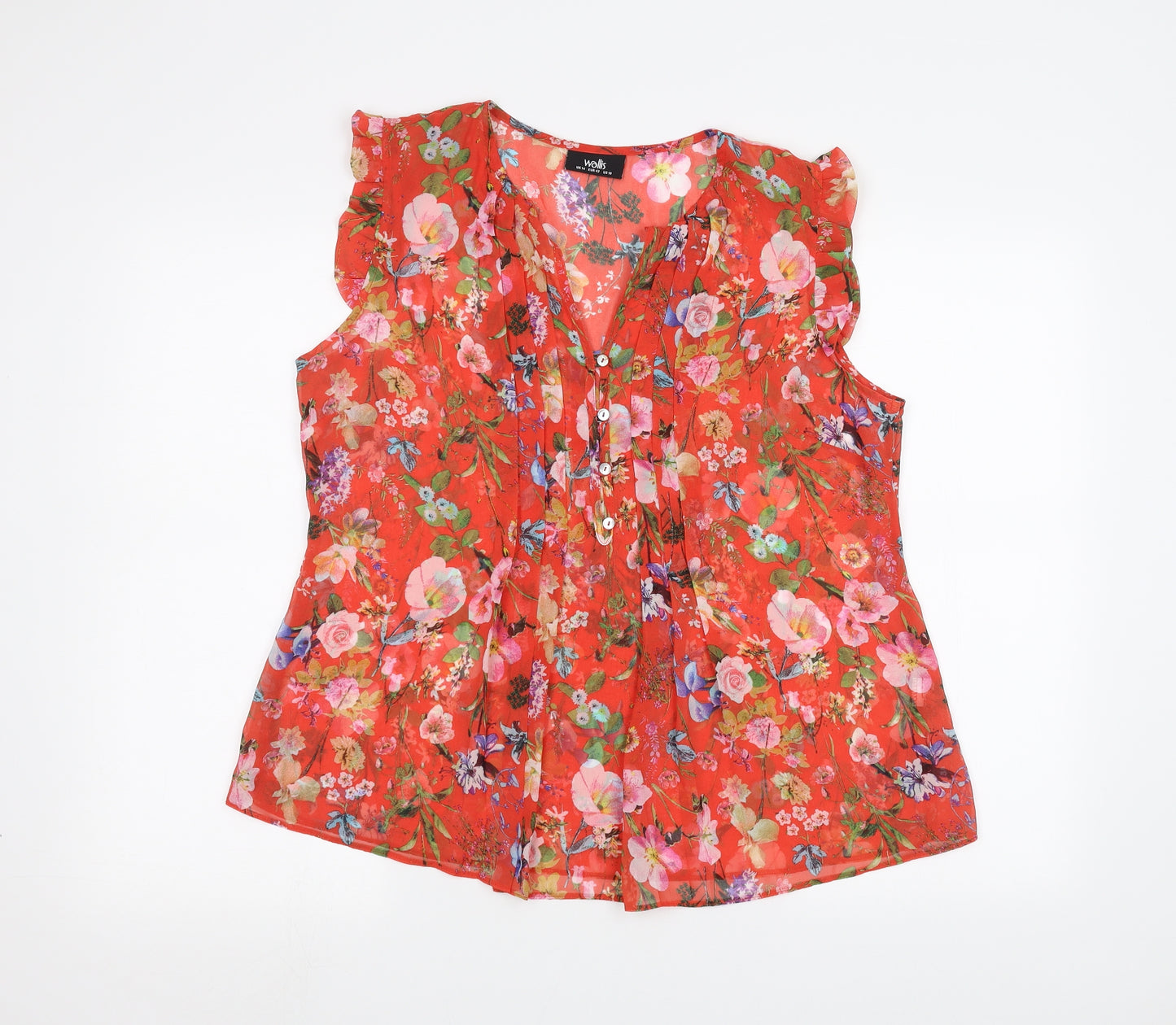 Wallis Womens Red Floral  Basic Blouse Size 14