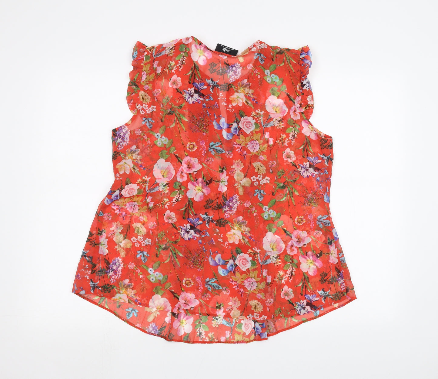 Wallis Womens Red Floral  Basic Blouse Size 14