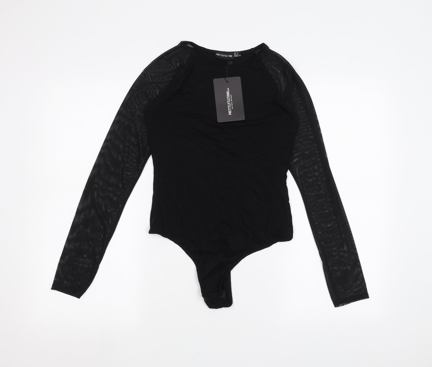 PRETTYLITTLETHING Womens Black   Bodysuit One-Piece Size 8