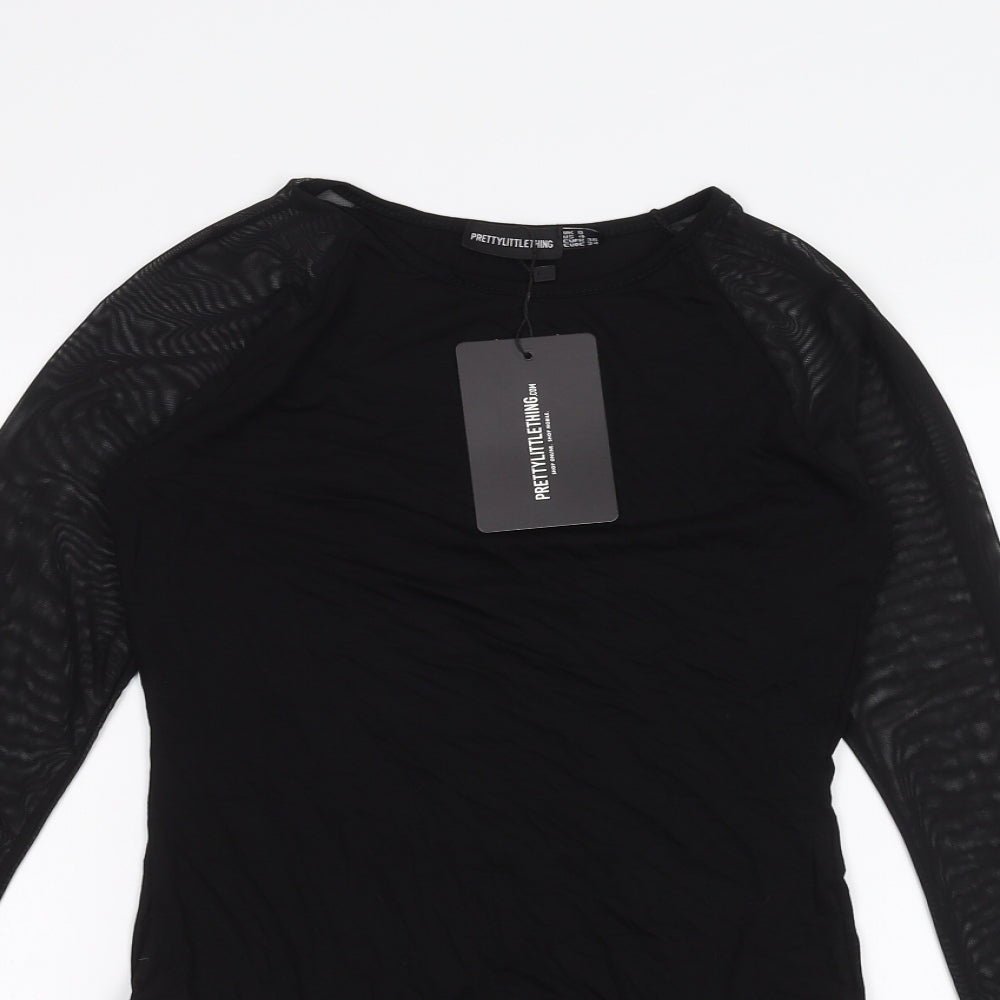 PRETTYLITTLETHING Womens Black   Bodysuit One-Piece Size 8