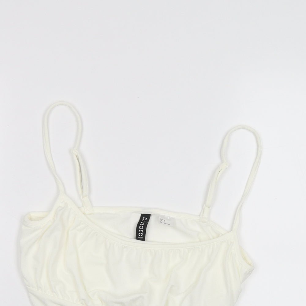H&M Womens White   Cropped T-Shirt Size S