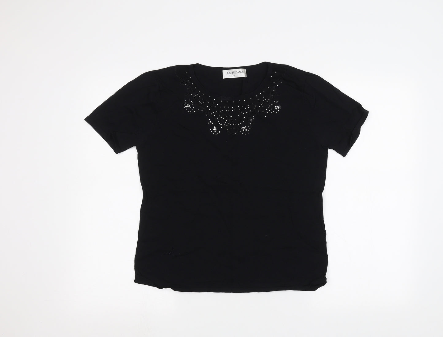 JUST ELEGANCE Womens Black   Basic T-Shirt Size L