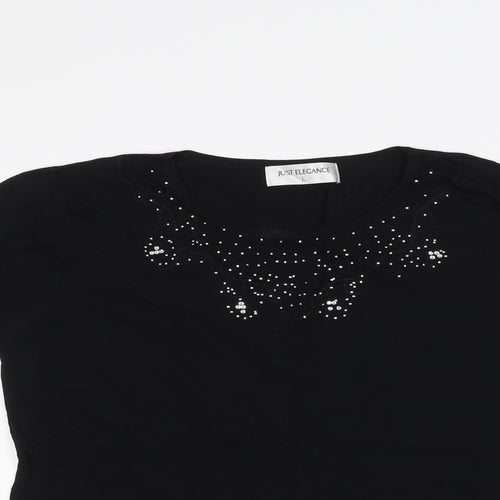 JUST ELEGANCE Womens Black   Basic T-Shirt Size L
