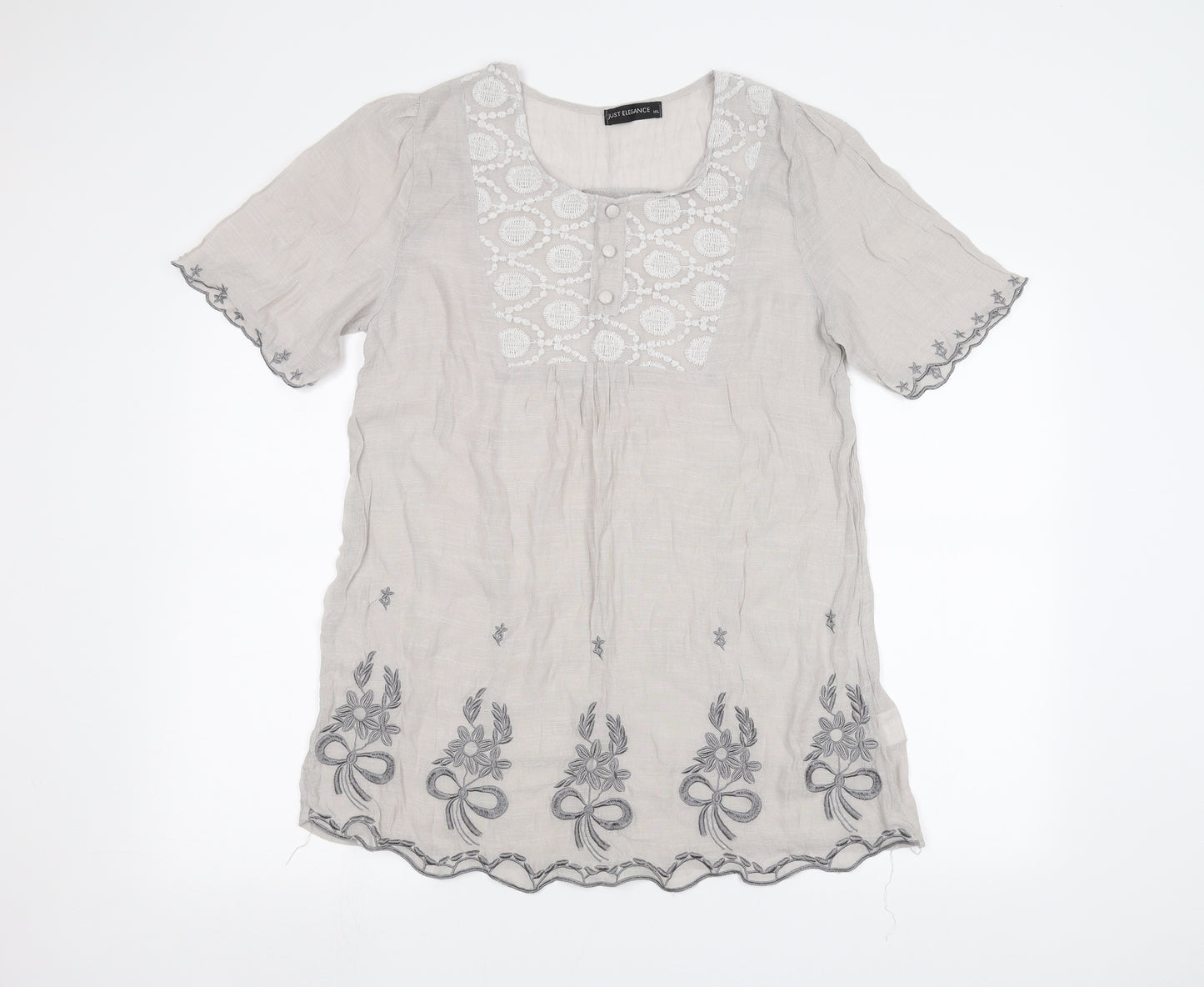 JUST ELEGANCE Womens Grey   Basic T-Shirt Size M