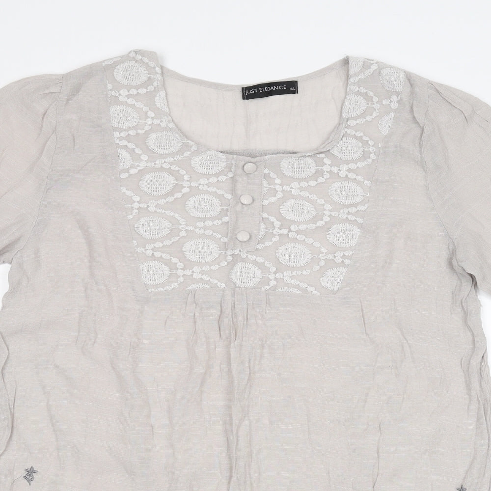 JUST ELEGANCE Womens Grey   Basic T-Shirt Size M