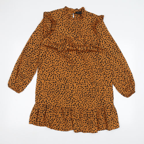 New Look Womens Orange Animal Print  Basic Blouse Size 6