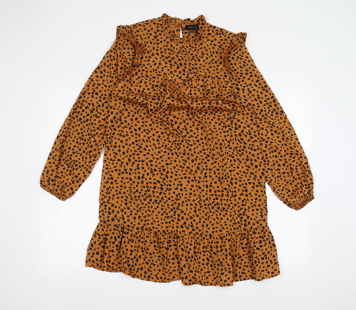 New Look Womens Orange Animal Print  Basic Blouse Size 6