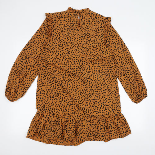 New Look Womens Orange Animal Print  Basic Blouse Size 6