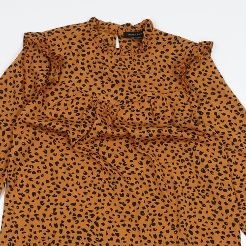 New Look Womens Orange Animal Print  Basic Blouse Size 6