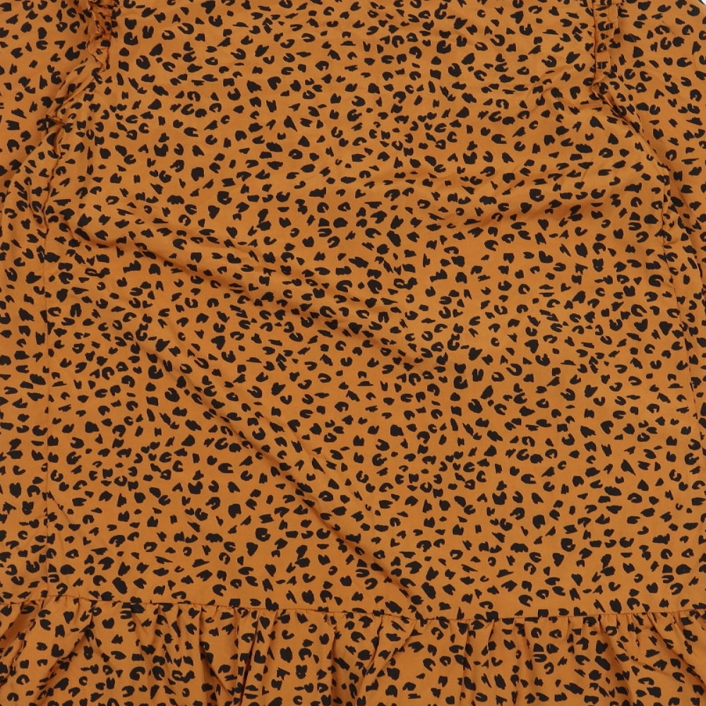New Look Womens Orange Animal Print  Basic Blouse Size 6
