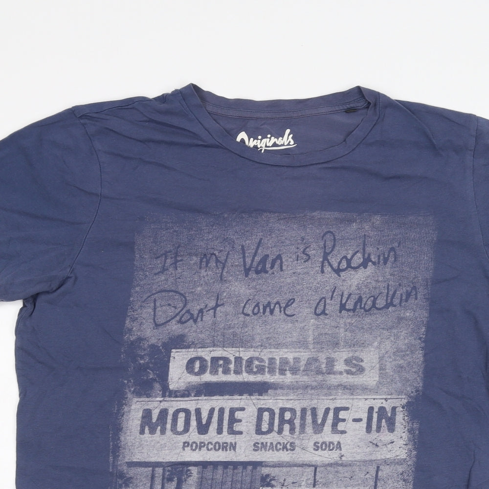 JACK & JONES Mens Blue    T-Shirt Size S