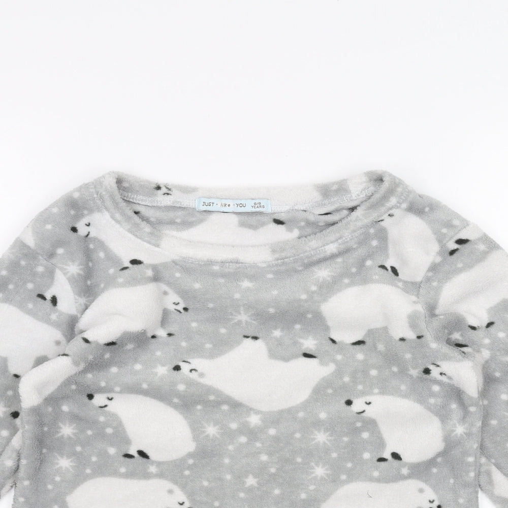 just like you Girls Grey Solid  Cami Pyjama Top Size 8-9 Years  - Polar bear