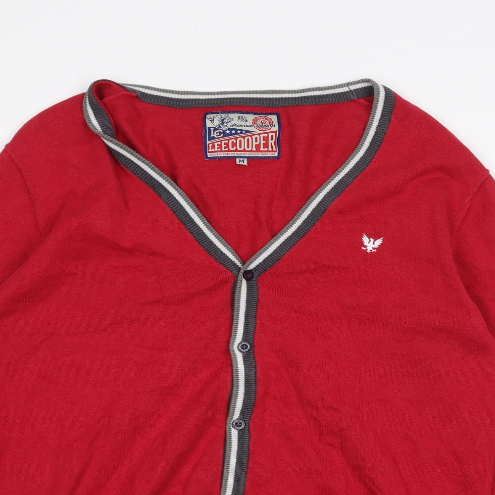 Lee Cooper Mens Red   Cardigan Jumper Size M