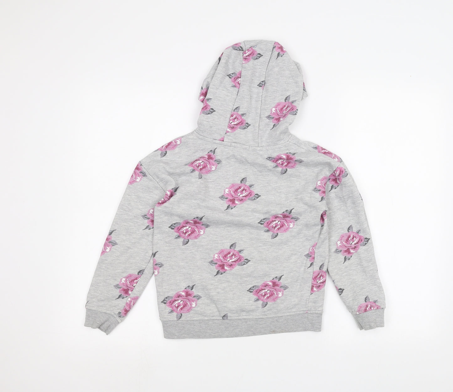 Primark Girls Grey Floral  Pullover Hoodie Size 8-9 Years