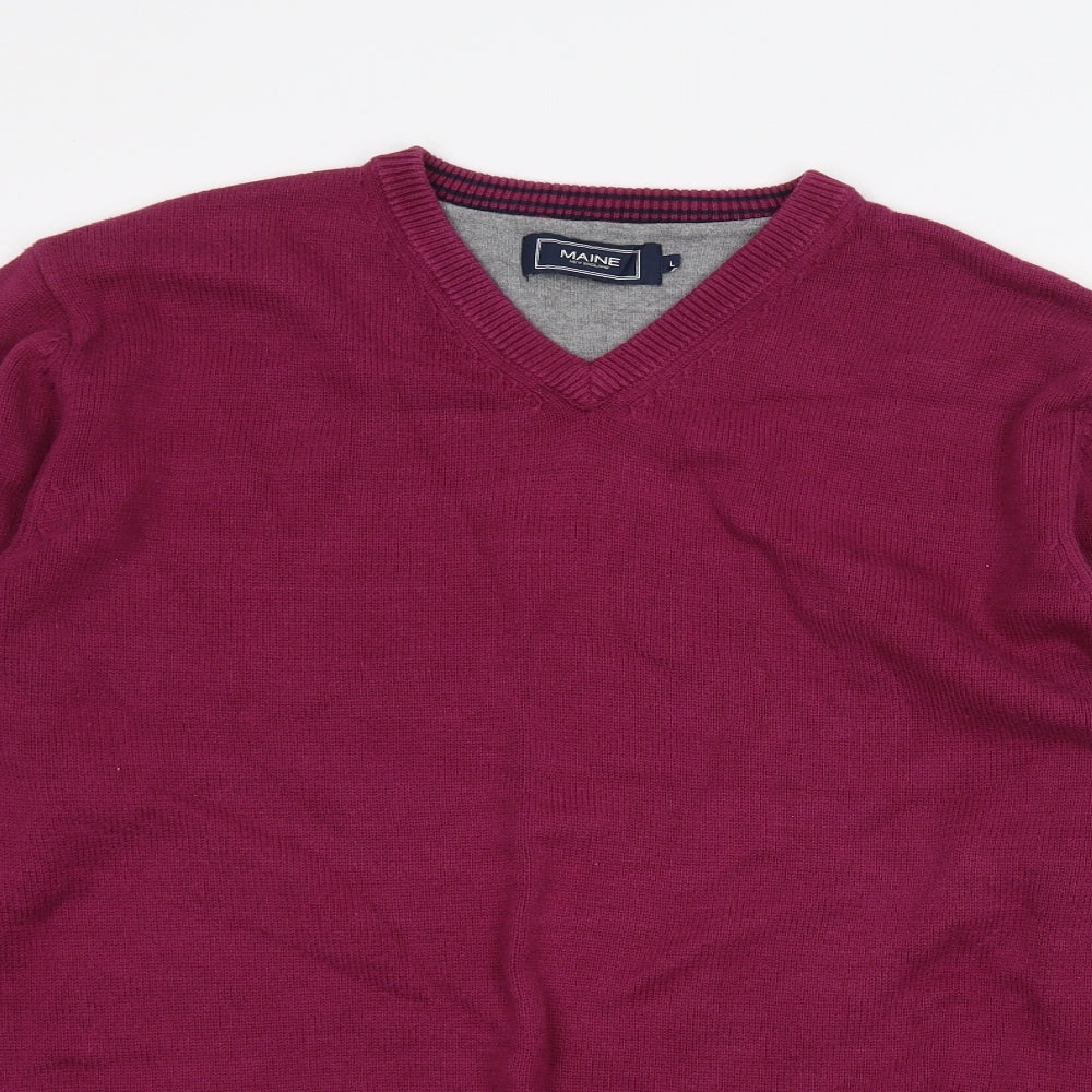 Maine New England Mens Purple   Pullover Jumper Size L