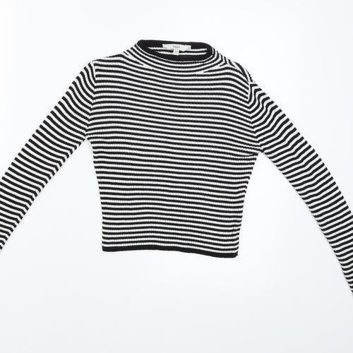 Miss Girls Black Striped  Pullover Jumper Size 9-10 Years