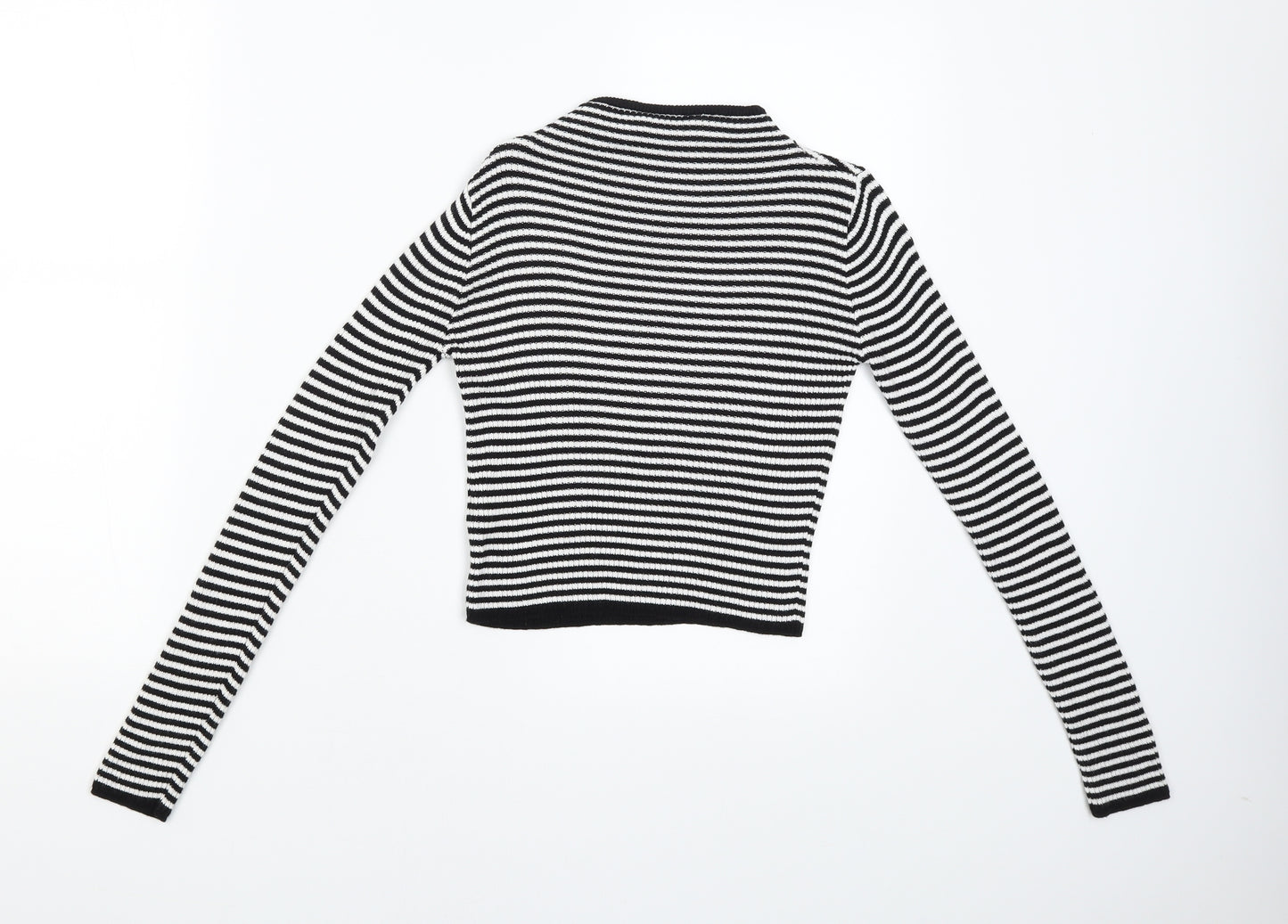 Miss Girls Black Striped  Pullover Jumper Size 9-10 Years