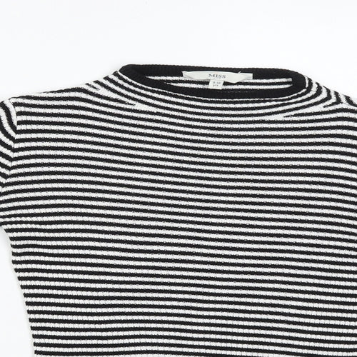 Miss Girls Black Striped  Pullover Jumper Size 9-10 Years